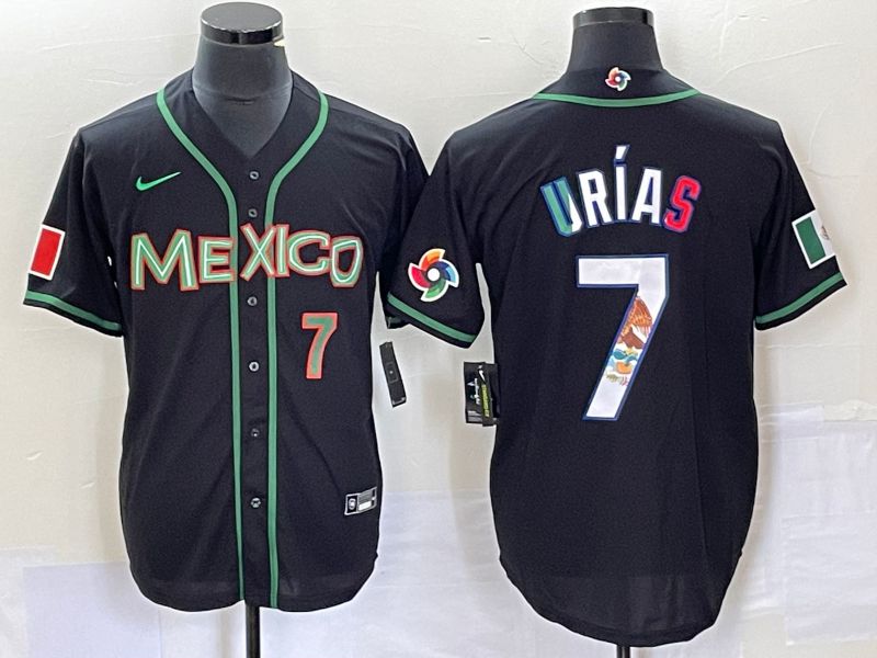 Men 2023 World Cub Mexico #7 Urias Black white Nike MLB Jersey5->more jerseys->MLB Jersey
